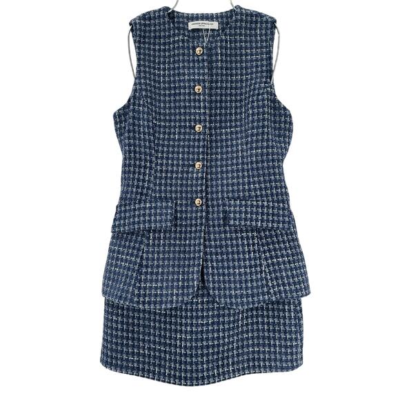 Amanda Uprichard Tweed Blue Kendall Romper Size S - Picture 2 of 4